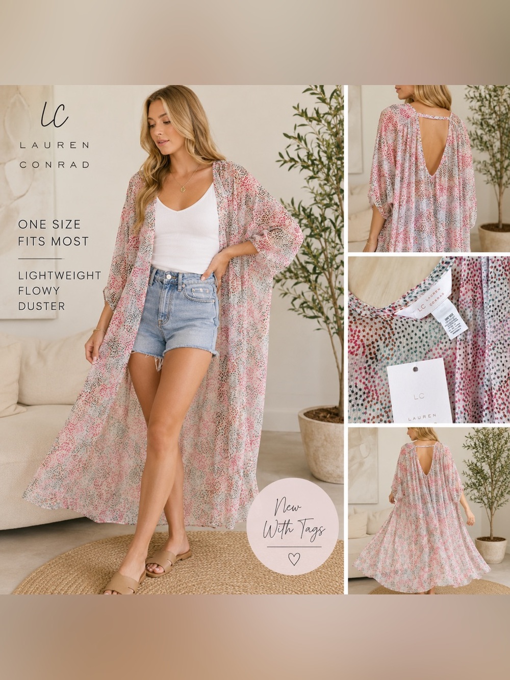 Lauren Conrad Lightweight Flowy Duster Kimono One Size